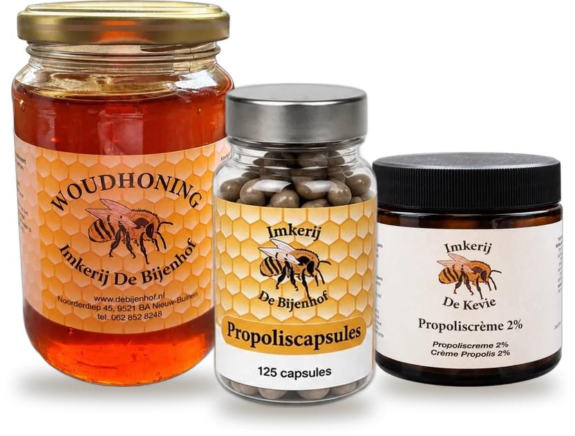 Woudhoning, propoliscapsules en propoliscrème van De Bijenhof